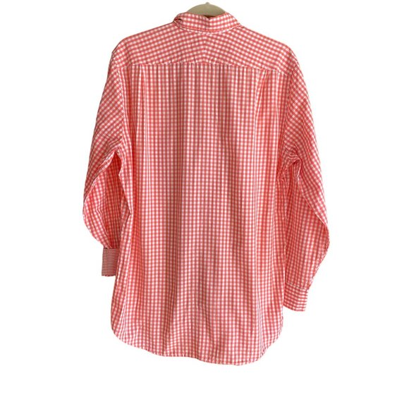 Southern Tide Gingham Contrast Cuff Button Up Shirt Coral Preppy Coastal-M - Picture 9 of 13